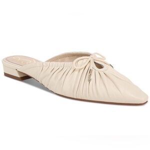 Sam Edelman Womens Julia Ivory Leather Slip On Flat Mules Shoes New